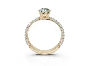 Pear-Shaped Domed Pavé Engagement Ring Setting for a Fancy Green Lab-Grown Diamond | Yellow Gold