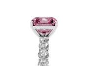 Asscher Cut Shared Prong Engagement Ring Setting for a Fancy Pink Lab-Grown Diamond | Platinum