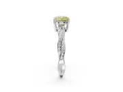 Cushion Cut Twisted Pavé Solitaire Engagement Ring Setting for a Fancy Yellow Lab-Grown Diamond | White Gold