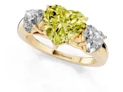 Heart-Shaped Three Stone Engagement Ring Setting for a Fancy Yellow Lab-Grown Diamond | Yellow Gold - Design NV-24844
