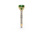 Princess Cut Pave Engagement Ring Setting for a Fancy Green Lab-Grown Diamond | Shared Prong Band | Yellow Gold