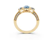 Pear-Shaped Three Stone Engagement Ring Setting for a Fancy Blue Lab-Grown Diamond | Graduated Pave Band | Yellow Gold