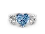 Heart-Shaped 3 Stone Engagement Ring Setting for a Fancy Blue Lab-Grown Diamond | Sterling Silver - Design NV-24828