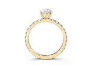 Pear Cut Diamond Pavé Solitaire Ring Set in Yellow gold with Round Band and Prong Setting