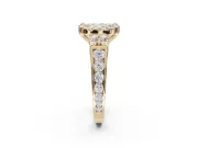 Cushion Cut Halo Engagement Ring Setting for a Fancy Yellow Lab-Grown Diamond | Graduated Channel Band | Yellow Gold