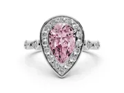 Pear-Shaped Vintage Halo Engagement Ring Setting for a Fancy Pink Lab-Grown Diamond | Bezel Station Shoulders | Platinum