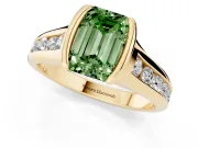 Emerald Cut Half Bezel Engagement Ring Setting for a Fancy Green Lab-Grown Diamond | Yellow Gold