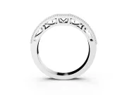 Round Diamond Pavé Chevron Band Set in White gold with Milgrain Edges