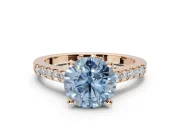 Round Pavé Solitaire Engagement Ring Setting for a Fancy Blue Lab-Grown Diamond | Crossover Gallery | Rose Gold