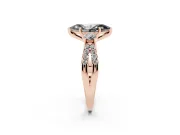 Fancy Black Marquise Cut Diamond Three-Stone Ring Set in Rose gold with Pavé Split Shank and Prong Setting