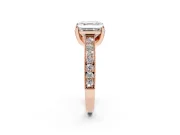 Asscher Cut Vintage Hidden Halo Engagement Ring Setting | Milgrain Pave Band | Rose Gold