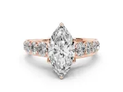 Marquise Graduated Side Stone Engagement Ring Setting | Shared Prong Rails | Rose Gold