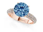 Round Domed Pavé Engagement Ring Setting for a Fancy Blue Lab-Grown Diamond | Rose Gold