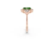 Fancy Green Radiant Cut Diamond Cluster Ring Set in Rose gold with Beaded Band