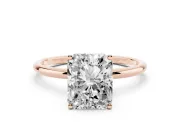 Radiant Cut Thin Solitaire Engagement Ring Setting | Straight Plain Band | Rose Gold