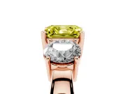 Asscher Cut Three Stone Engagement Ring Setting for a Fancy Yellow Lab-Grown Diamond | Wide Plain Band | Rose Gold