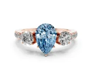 Pear-Shaped Engagement Ring Setting for a Fancy Blue Lab-Grown Diamond | Three Stone | Rose Gold
