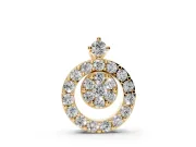 Round Lab-Grown Diamond Offset Cluster Circle Pendant | Pavé Outline | Yellow Gold