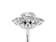 Cushion Cut Cluster Halo Engagement Ring Setting | Two-Size Accents | Platinum