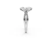 Marquise Cut Diamond Three-Stone Ring Set in Platinum with Pavé Split Shank and Prong Setting