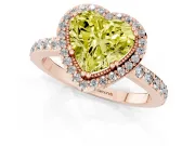 Heart-Shaped Milgrain Halo Engagement Ring Setting for a Fancy Yellow Lab-Grown Diamond | Pavé Band | Rose Gold