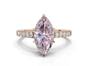 Marquise Pavé Solitaire Engagement Ring Setting for a Fancy Pink Lab-Grown Diamond | Crossover Gallery | Rose Gold