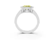 Fancy Yellow Heart Cut Diamond Round Halo Ring Set in Platinum with Pavé Band