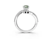 Pear-Shaped Bypass Engagement Ring Setting for a Fancy Green Lab-Grown Diamond | Sterling Silver