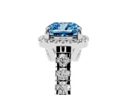 Cushion Cut Halo Engagement Ring Setting for a Fancy Blue Lab-Grown Diamond | Shared Prong Shoulders | Sterling Silver