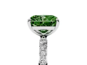 Radiant Cut Pave Solitaire Engagement Ring Setting for a Fancy Green Lab-Grown Diamond | Pave Shoulders | White Gold