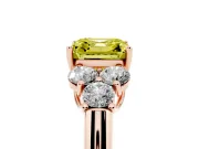 Asscher Cut Side Stone Engagement Ring Setting for a Fancy Yellow Lab-Grown Diamond | Rose Gold