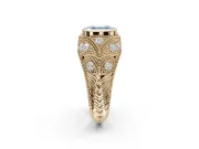 Asscher Cut Vintage Bezel Engagement Ring Setting for a Fancy Blue Lab-Grown Diamond | Yellow Gold