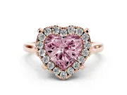 Heart-Shaped Claw Corner Halo Engagement Ring Setting for a Fancy Pink Lab-Grown Diamond | Slim Plain Band | Rose Gold