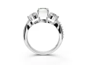 Radiant Cut Three Stone Engagement Ring Setting for a Fancy Green Lab-Grown Diamond | Tapered Pave Band | Platinum