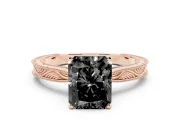 Radiant Cut Engraved Solitaire Engagement Ring Setting for a Black Center | Rose Gold