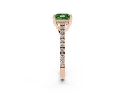 Princess Cut Hidden Halo Pave Engagement Ring Setting for a Fancy Green Lab-Grown Diamond | Claw Prongs | Rose Gold