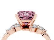 Fancy Pink Princess Cut Diamond Solitaire Ring Set in Rose gold with Marquise Twist Band and Prong Setting