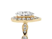 Pear-Shaped Vintage Halo Engagement Ring Setting | Bezel Station Shoulders | Yellow Gold