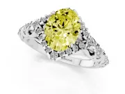 Oval Hidden Halo Filigree Engagement Ring Setting for a Fancy Yellow Lab-Grown Diamond | White Gold
