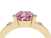 Cushion Cut Tension Style Engagement Ring Setting for a Fancy Pink Lab-Grown Diamond | Yellow Gold