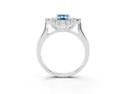 Emerald Cut Engagement Ring Setting for a Fancy Blue Lab-Grown Diamond | Sterling Silver - Design NV-24790