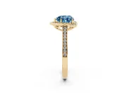 Heart-Shaped Petal Tip Halo Engagement Ring Setting for a Fancy Blue Lab-Grown Diamond | Pavé Band | Yellow Gold