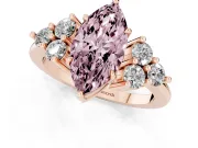 Marquise Cluster Side Stone Engagement Ring Setting for a Fancy Pink Lab-Grown Diamond | Rose Gold