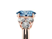 Oval Side Stone Engagement Ring Setting for a Fancy Blue Lab-Grown Diamond | Rose Gold