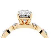 Emerald Cut Ribbon Twist Solitaire Engagement Ring Setting | Accented Shoulders | Yellow Gold