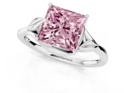 Princess Cut Leaf Bypass Solitaire Engagement Ring Setting for a Fancy Pink Lab-Grown Diamond | Polished Band | Platinum
