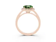Fancy Green Round Cut Diamond Halo Ring Set in Rose gold with Solitaire Band and Prong Setting