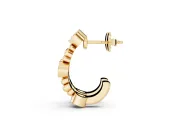 Round Lab-Grown Diamond Bezel Hoop Earrings | Metal Bead Clusters | Yellow Gold