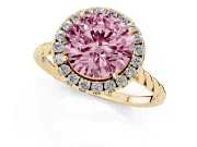 Round Rope Halo Engagement Ring Setting for a Fancy Pink Lab-Grown Diamond | Yellow Gold
