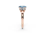 Oval Three Stone Engagement Ring Setting for a Fancy Blue Lab-Grown Diamond | Double Claw Head | Rose Gold